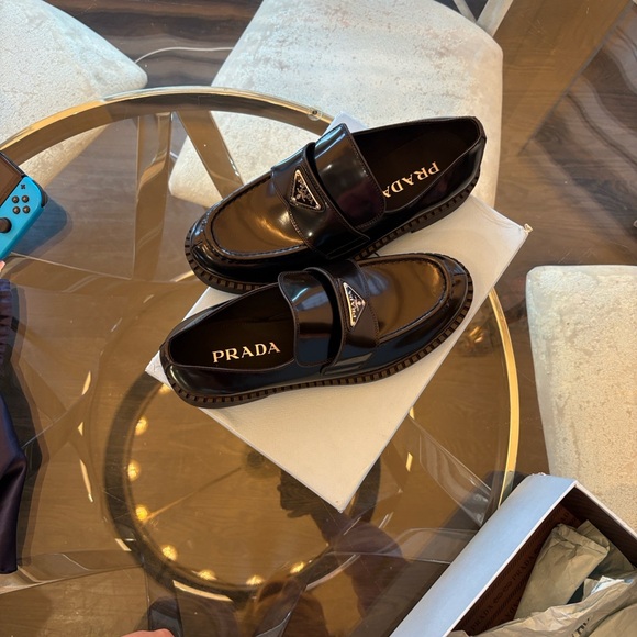 Prada Men's / woman’s Glossy Black Slip-On Loafers - Picture 1 of 7
